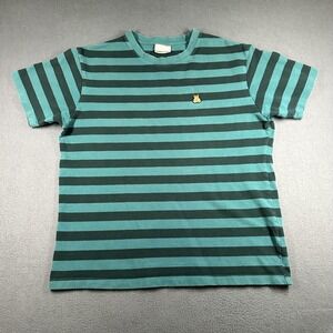 Teddy Fresh Shirt Mens Large Green Stripe Teddy Bear Embroidered Crewneck Tee